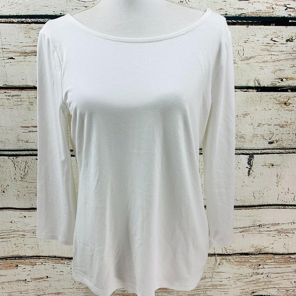 Talbots Women's Top White Long Sleeve MP NWT